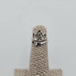 Size 3 Sterling Silver Lotus Flower Small Band Ring A4315